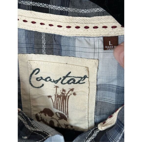 Vintage Coastal Mens Large Plaid Long Slv Pearl Snap Button-Up Western Shirt - Picture 10 of 10